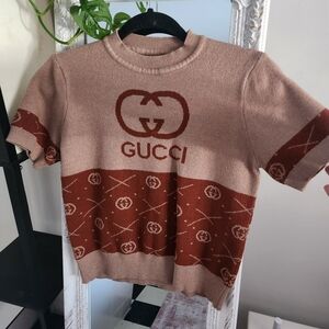 Gucci Beige and Brown Logo Sweater